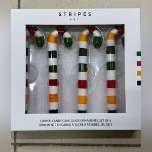 HBC - Hudson’s Bay Company STRIPE CANDY CANE ORNAMENTS, SET OF 4 **BRAND NEW**